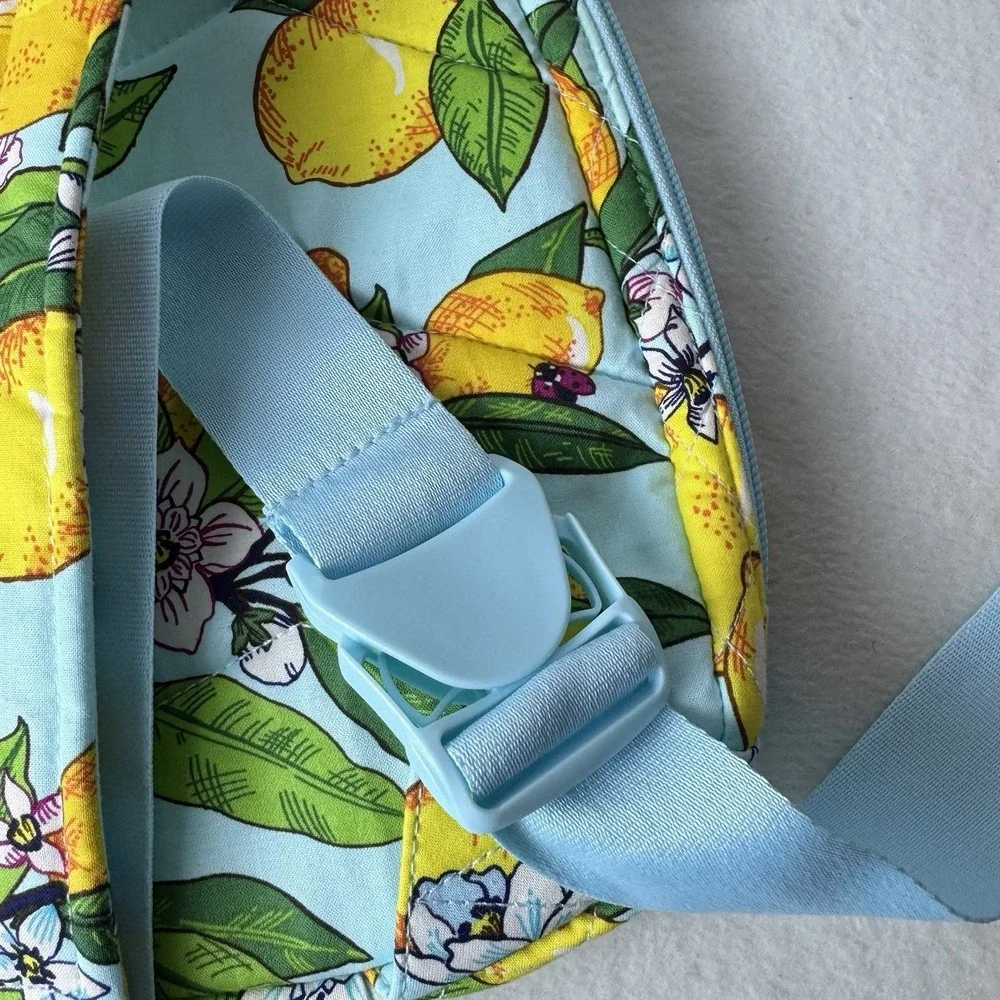New Vera Bradley Essential Compact Sling Backpack Lemon Grove Bag Travel Blue